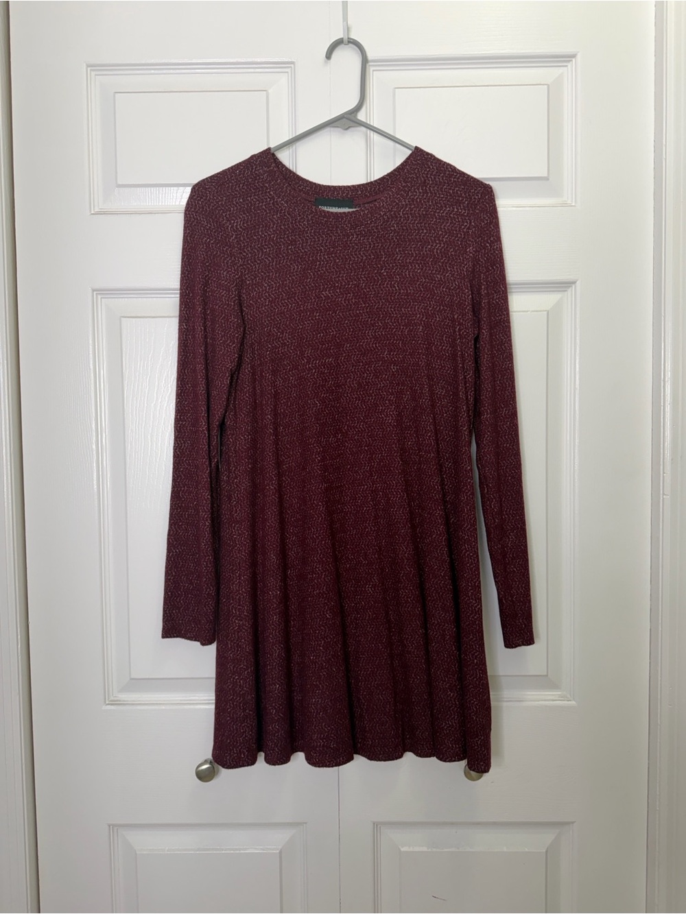 Women's Long Sleeve Maroon Swing Dress